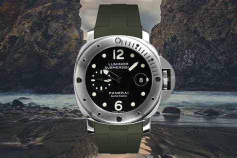 panerai military green rubber strap